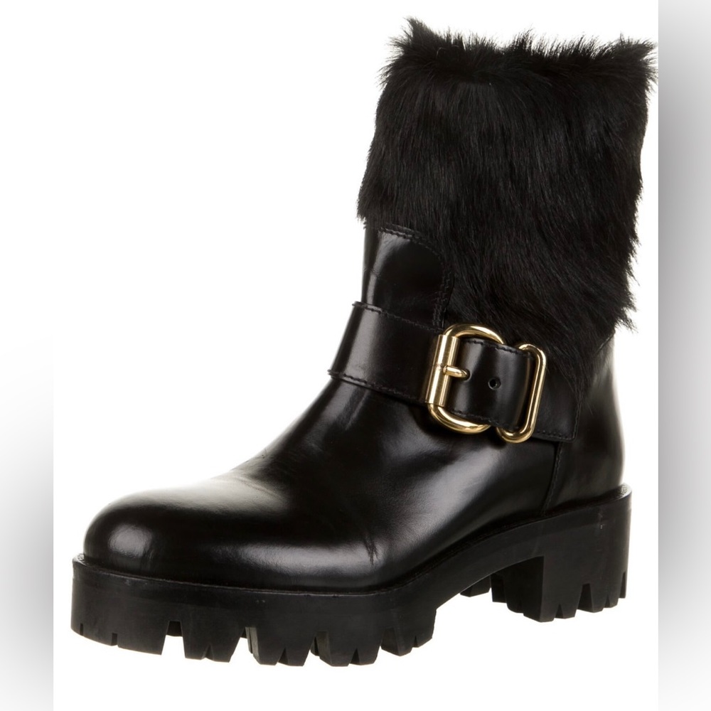 Prada Fur Buckle Snow Boot